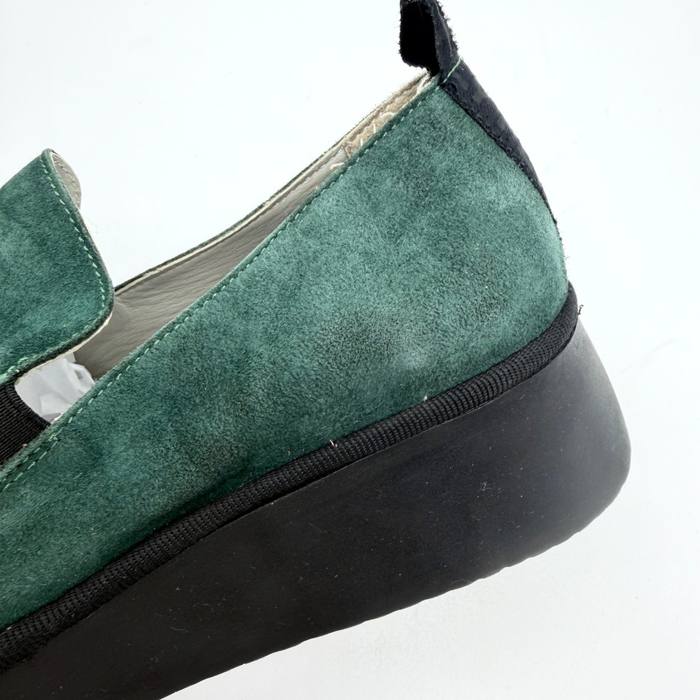 FLY LONDON Pece Wedge Slip On Shoes Women 38 Green Suede Platform Comfort Loafer - Picture 5 of 14